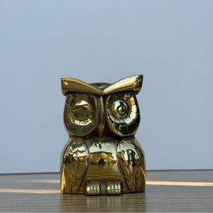 Vintage Heavy Brass Owl Coin Bank Made In Canada By Riverside Brass 4”
